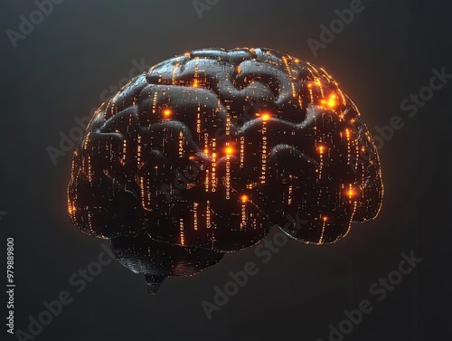 futuristic brain infused with glowing ai text symbolizing cognitive technology photo