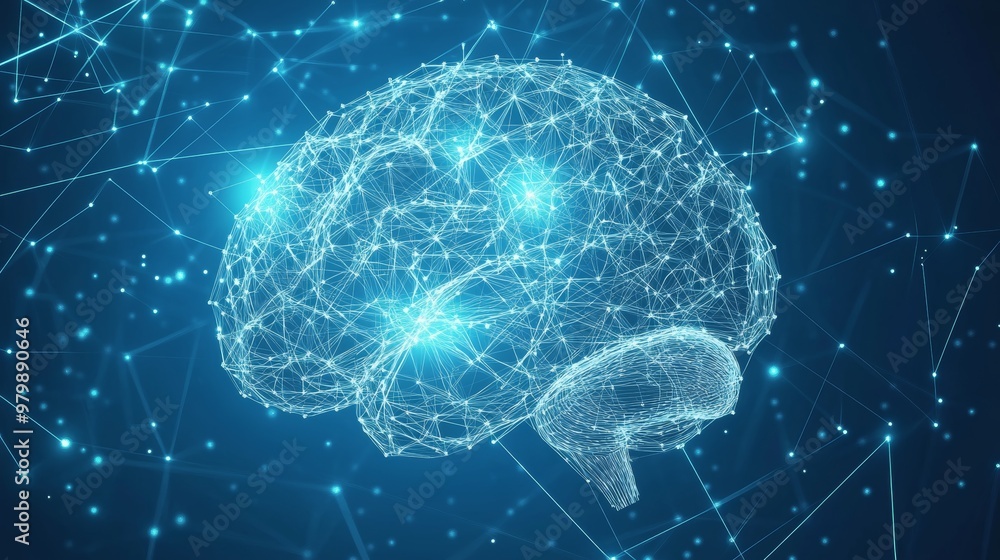 Futuristic Digital Blueprint of a Human Brain Showcasing Neural Connections and Cognitive Networks Futuristic Digital Blueprint of a Human Brain Showcasing Neural Connections and Cognitive Networks
