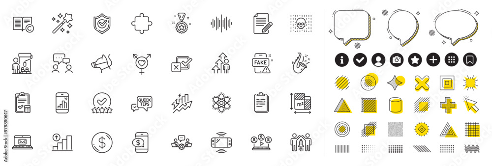 Set of Article, Cyber attack and Genders line icons for web app. Design elements, Social media icons. Dog leash, Winner reward, Rating stars icons. Floor plan, Teamwork, People chatting signs. Vector Set of Article, Cyber attack and Genders line icons for web app. Design elements, Social media icons. Dog leash, Winner reward, Rating stars icons. Floor plan, Teamwork, People chatting signs. Vector