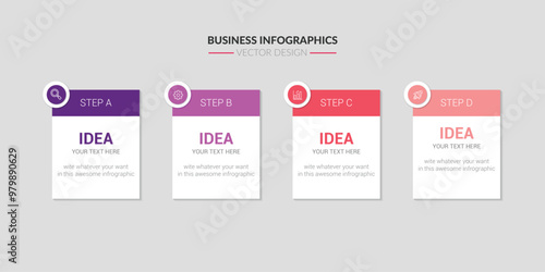 Business Infographic Template Visualization Abstract with Label 4 Number and Icon