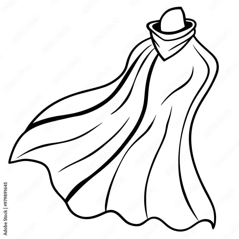 Wind-Swept Cape with High Collar – Vector Art Wind-Swept Cape with High Collar – Vector Art