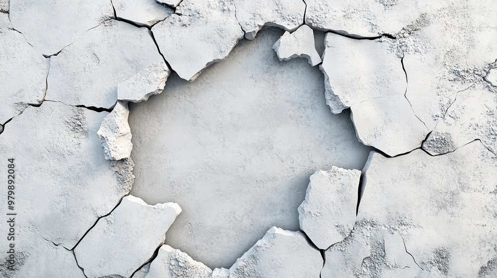 Broken concrete wall texture on transparent background. Fissure split hole in drought distressed surface. Realistic 3D vector destruction fracture in cement or paint floor. Broken concrete wall texture on transparent background. Fissure split hole in drought distressed surface. Realistic 3D vector destruction fracture in cement or paint floor.
