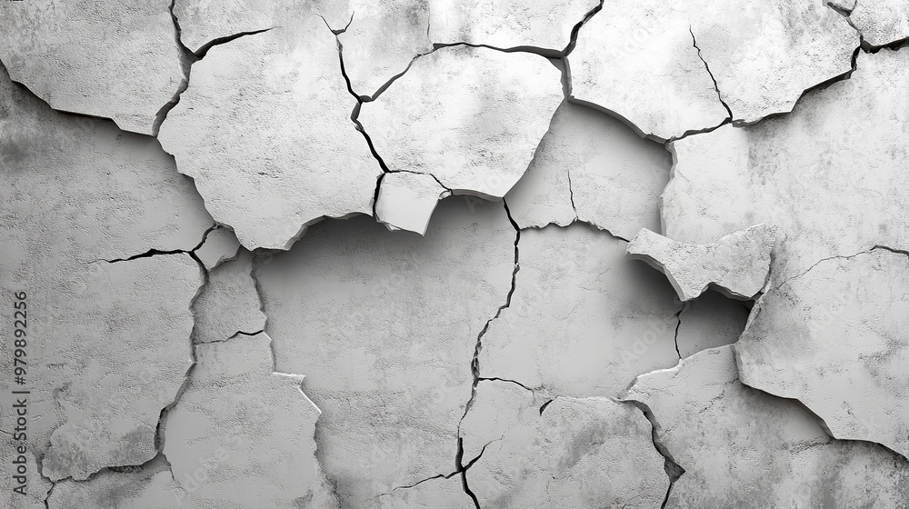 Broken concrete wall texture on transparent background. Fissure split hole in drought distressed surface. Realistic 3D vector destruction fracture in cement or paint floor. Broken concrete wall texture on transparent background. Fissure split hole in drought distressed surface. Realistic 3D vector destruction fracture in cement or paint floor.