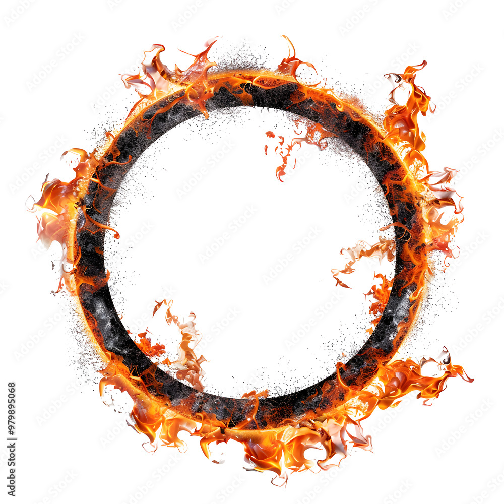 circular representation of fire. ring. lava. isolated. white background. circular representation of fire. ring. lava. isolated. white background.