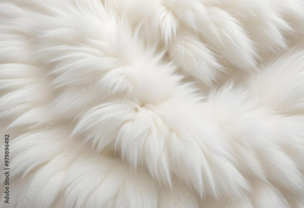 Obraz premium Close-up of soft, fluffy white fur, creating a cozy and warm texture ideal for background or design elements. 