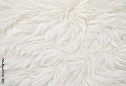 Close-up of soft, fluffy white fur, creating a cozy and warm texture ideal for background or design elements. 