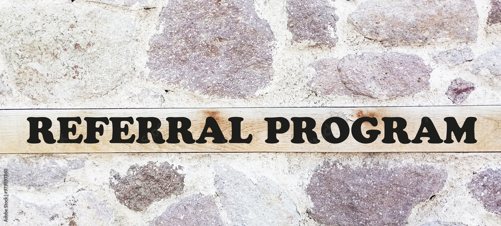 Fototapeta premium Referral program sign. text, referral program. Vector icon