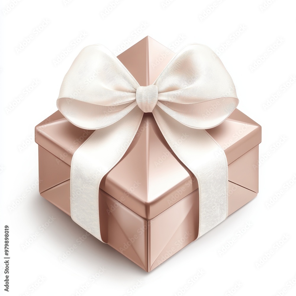 Elegant gift box with a soft pink color and a delicate white bow, perfect for celebrations and special occasions, white background Elegant gift box with a soft pink color and a delicate white bow, perfect for celebrations and special occasions, white background