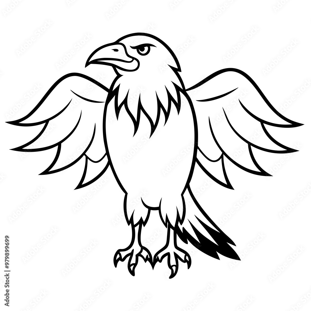 Ominous Raven with Outspread Wings - Vector Art Ominous Raven with Outspread Wings - Vector Art