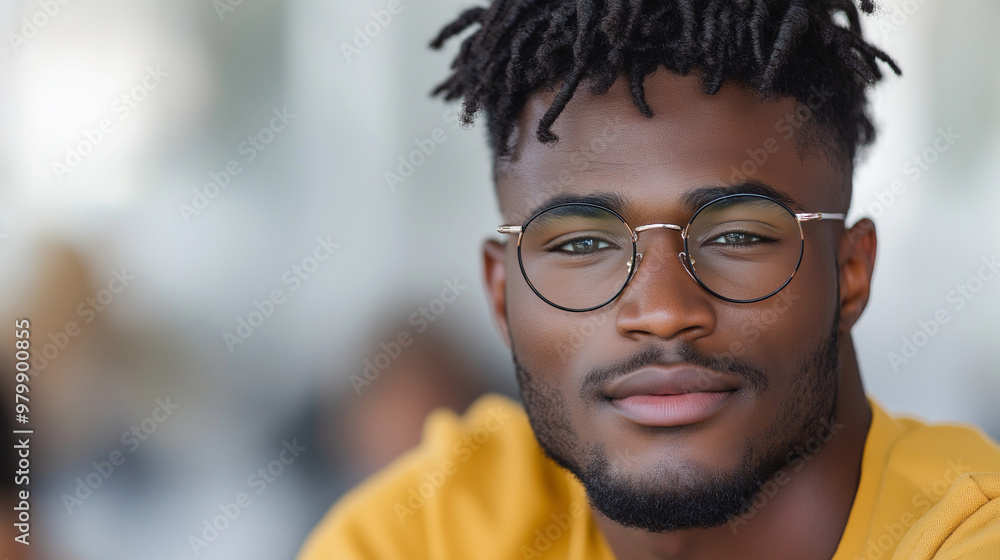 A professional, hyper-realistic portrait of a young Black American man in fashionable, contemporary clothing, slightly smiling and facing forward. The clean white background and ci A professional, hyper-realistic portrait of a young Black American man in fashionable, contemporary clothing, slightly smiling and facing forward. The clean white background and ci