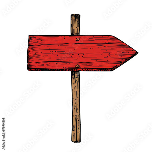 Red wooden signpost. PNG element for scrapbooking and creative design projects.