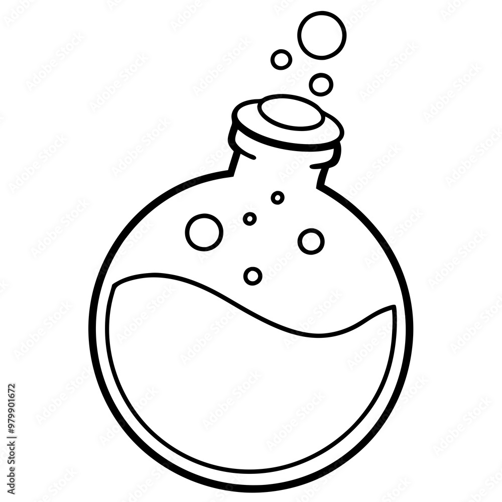 Bubble-filled Potion Bottle with Cork - Vector Art