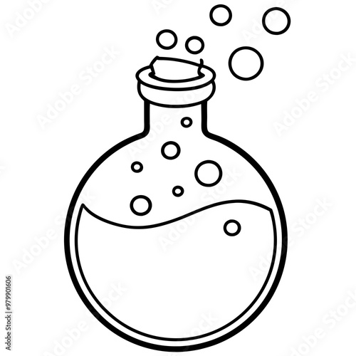 Bubble-filled Potion Bottle with Cork - Vector Art