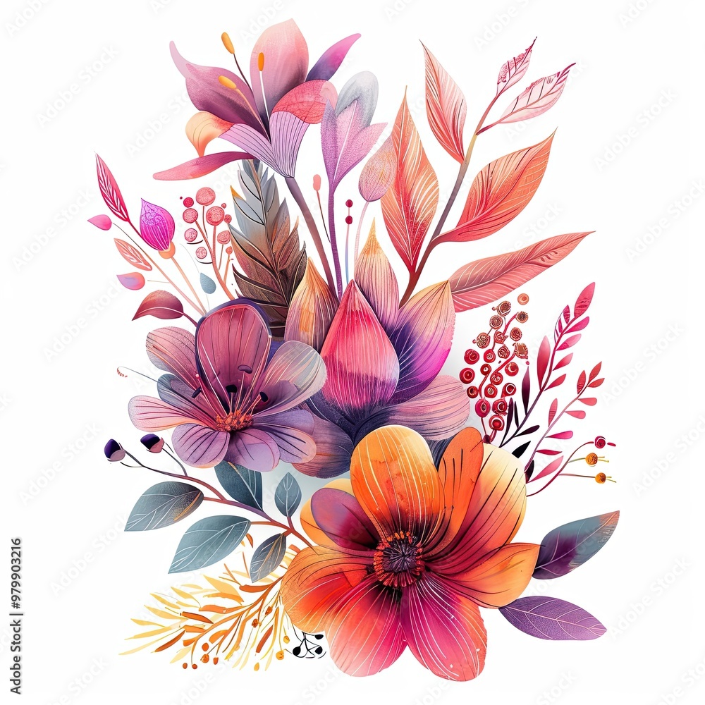 Watercolor style painting of a field of flowers. Floral illustration for cover, card, postcard, interior design, decor or print. Watercolor style painting of a field of flowers. Floral illustration for cover, card, postcard, interior design, decor or print.