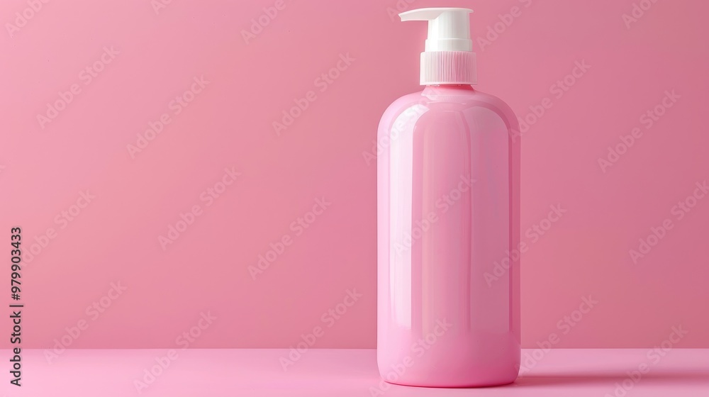 Large pink shampoo bottle with white neck label less by cherry Beauty and body care image Ample room for text Professional image Large pink shampoo bottle with white neck label less by cherry Beauty and body care image Ample room for text Professional image