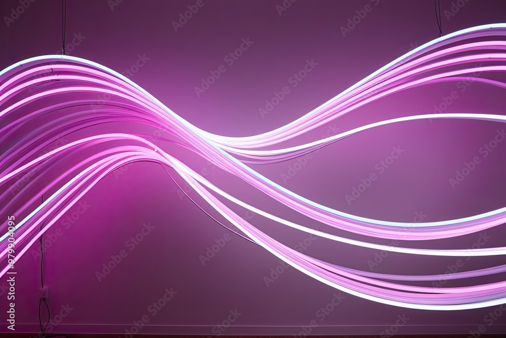 Fototapeta premium Three Dimensional Neon Waves Surreal Dynamic Flowing Ribbons Display