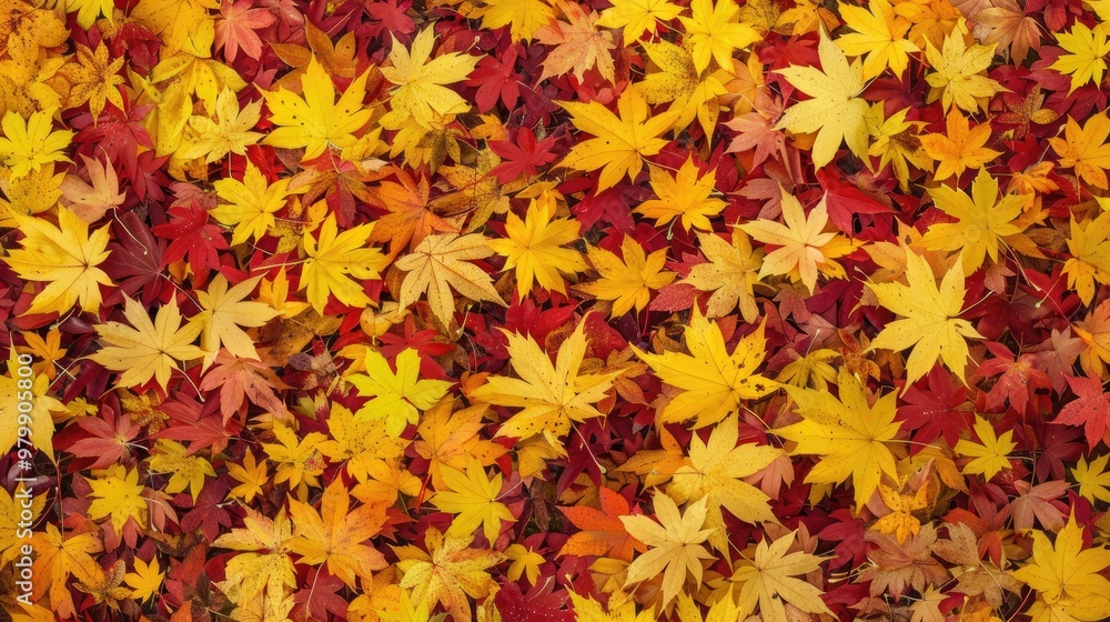 Maple leaves in shades of yellow and red during autumn Maple leaves in shades of yellow and red during autumn