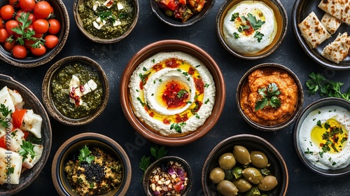 Wallpaper Mural A Meze. The most popular Turkish dishes. A selection of small dishes served as appetizers, including dishes like hummus, baba ghanoush, dolma and haydari. Torontodigital.ca