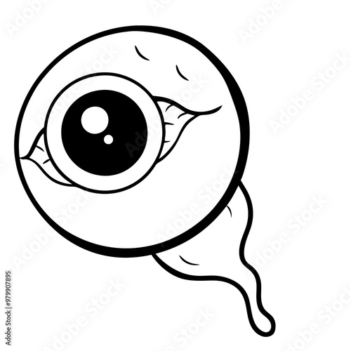 Vector Art of a Creepy Staring Floating Eyeball with Veins