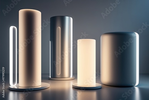 Radiant 3D Interface Design Featuring Sleek Cylindrical Shapes