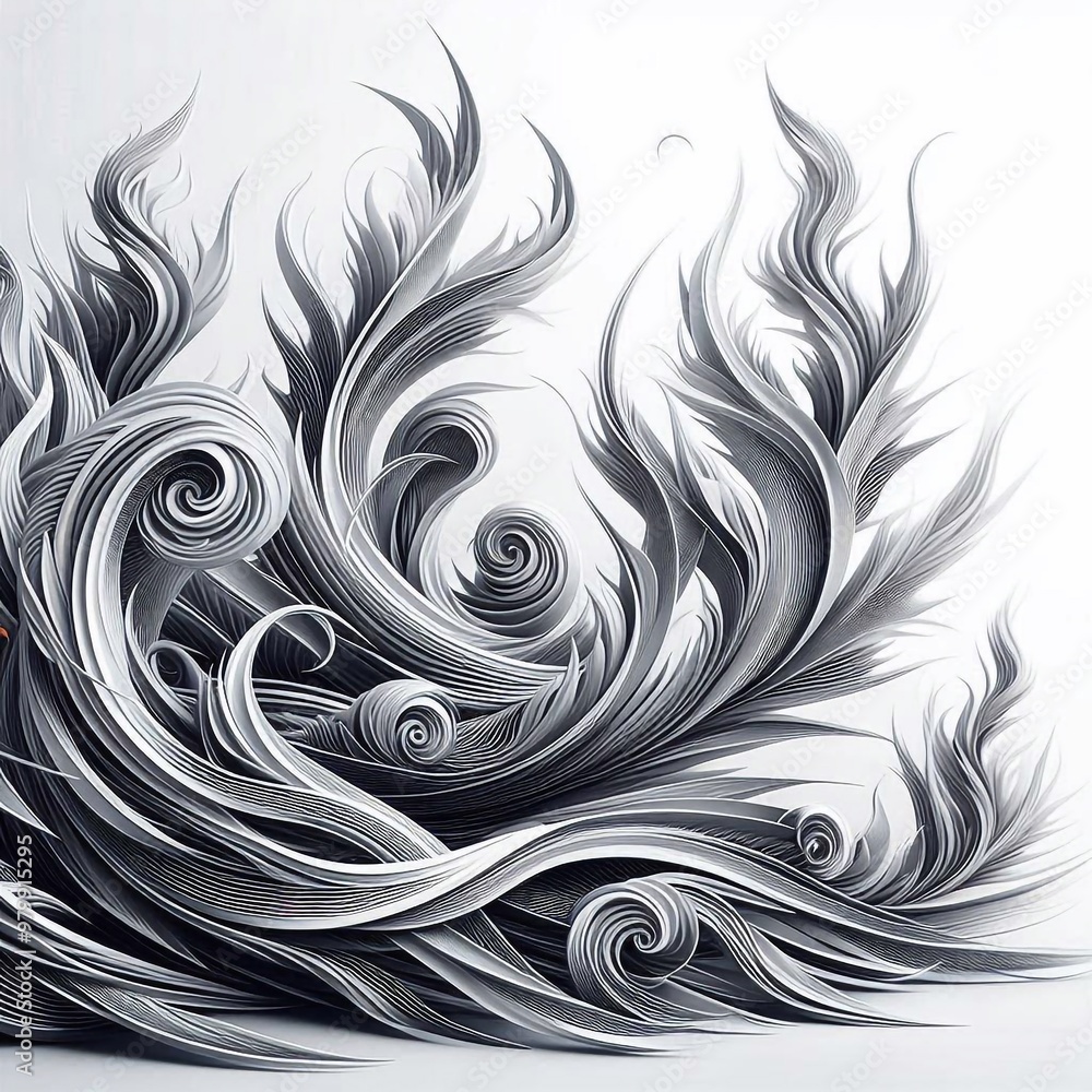 Fototapeta premium Hintergrund, Wallpaper silberne Flammen