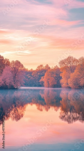 Cozy Autumn Evening: Serene Sunset Reflections on Lake with Knitted Warmth