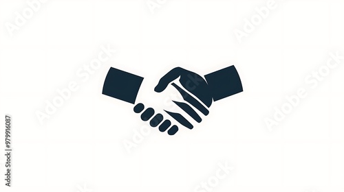 A corporate logo with a minimalist handshake graphic, symbolizing trust, isolated on a white background.