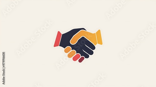 A corporate logo with a minimalist handshake graphic, symbolizing trust, isolated on a white background.