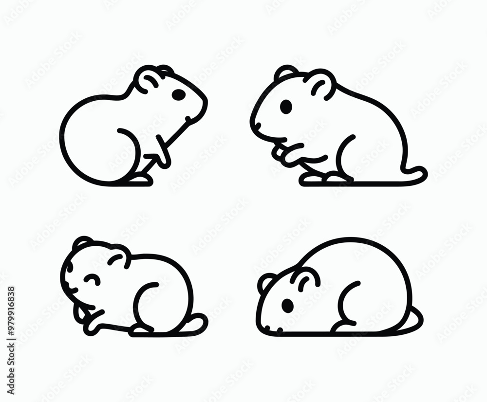 Obraz premium Hamster silhouette EPS vector art illustration template on a white background