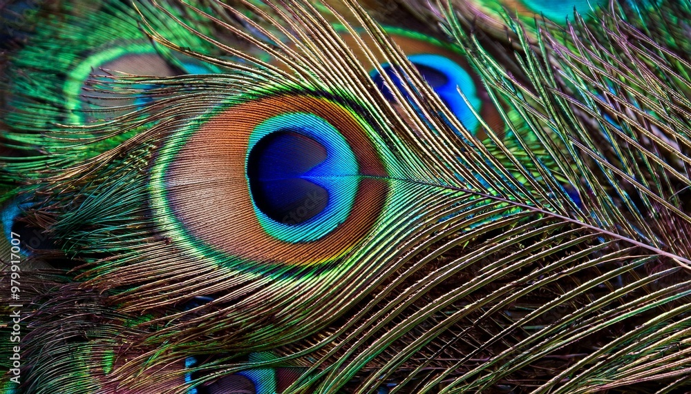 Fototapeta premium Mesmerizing peacock feathers with vibrant colors and intricate patterns – perfect for artistic projects.