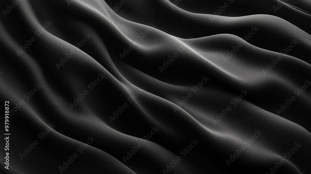 A monochrome image of a textured fabric with undulating waves, appearing as if it's been crinkled or folded A monochrome image of a textured fabric with undulating waves, appearing as if it's been crinkled or folded