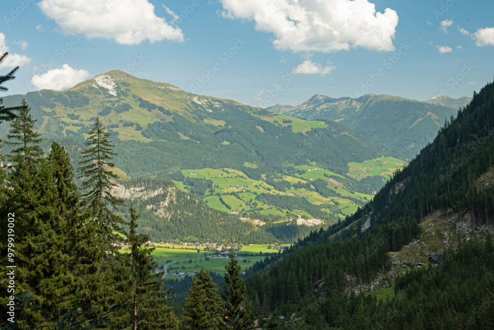 view from the amazing Krimml falls in the Hohe Tauern national park in Austria to the village Krimml view from the amazing Krimml falls in the Hohe Tauern national park in Austria to the village Krimml