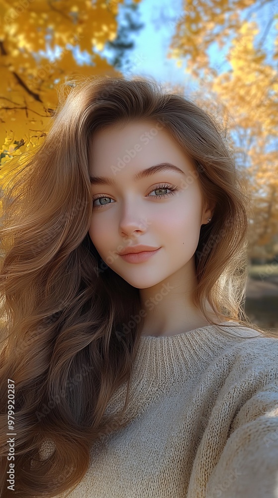 Beautiful Young Woman Smiling in Autumn Beautiful Young Woman Smiling in Autumn