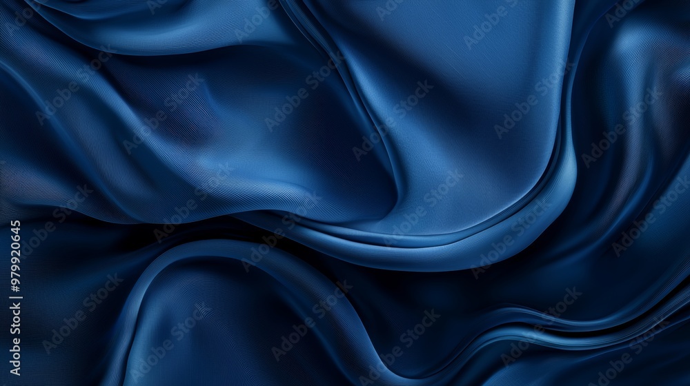 Obraz premium A detailed shot of blue fabric showcasing a wave pattern at the bottom