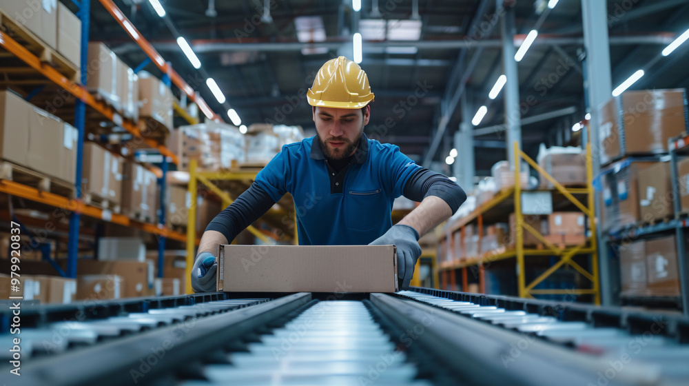 Warehouse workers checking packages in a busy storage environment, ensuring quality control and accuracy in logistics Warehouse workers checking packages in a busy storage environment, ensuring quality control and accuracy in logistics