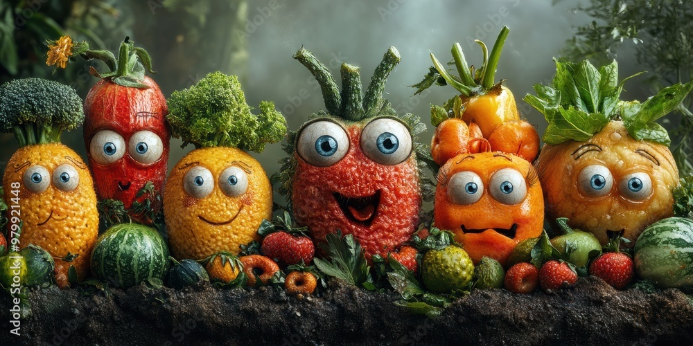 The dynamic city streets where expressive fruits with eyes bring color and excitement to daily urban life The dynamic city streets where expressive fruits with eyes bring color and excitement to daily urban life
