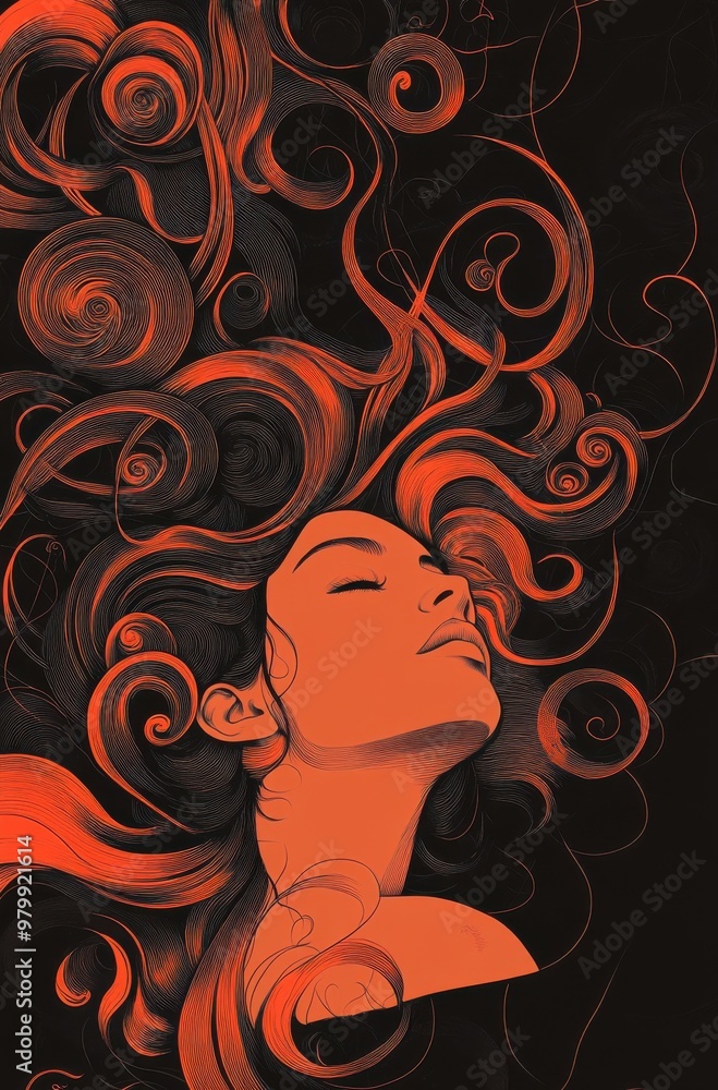 woman with hair that flows into the background woman with hair that flows into the background