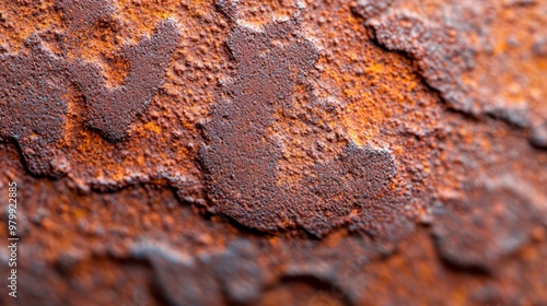  A tight shot of a corroded surface with numerous tiny pockmarks in its central area