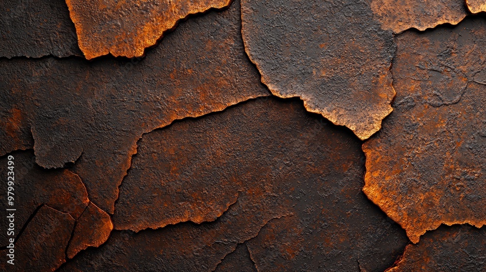 A tight shot of a weathered, dirty surface, where rust predominates A tight shot of a weathered, dirty surface, where rust predominates
