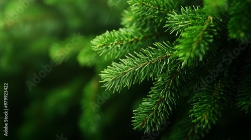  A tight shot of a pine tree branch, background softly blurred with its own needles