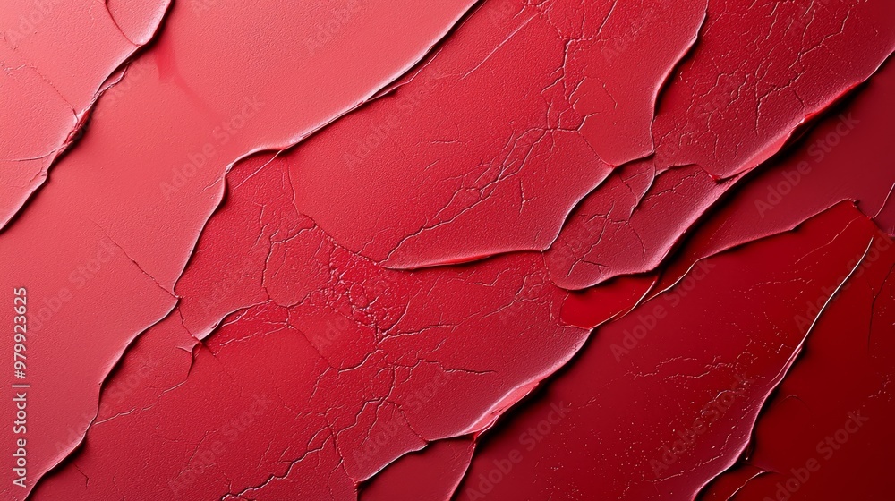 A tight shot of a red wall with peeling paint on its edges A tight shot of a red wall with peeling paint on its edges
