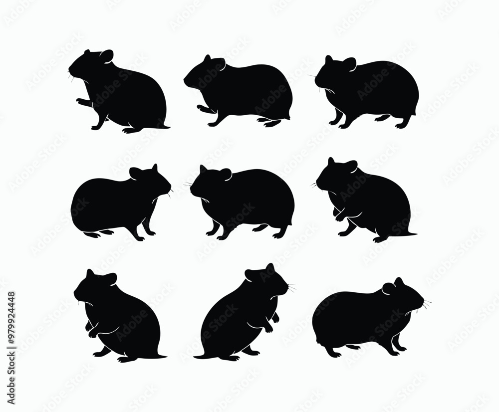 Hamster silhouette EPS vector art illustration template on a white background Hamster silhouette EPS vector art illustration template on a white background