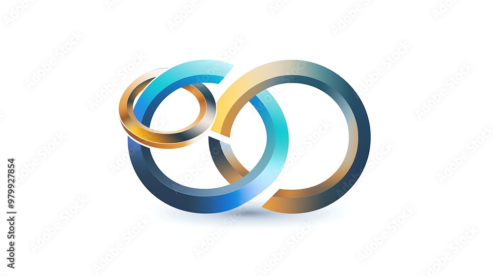 A modern business icon with overlapping circles forming a chain link, symbolizing connectivity, isolated on white. A modern business icon with overlapping circles forming a chain link, symbolizing connectivity, isolated on white.