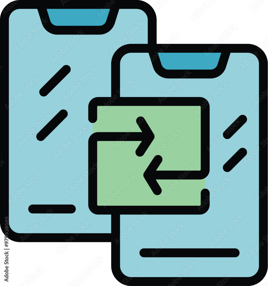 Two mobile phones are transferring data using nfc technology Two mobile phones are transferring data using nfc technology