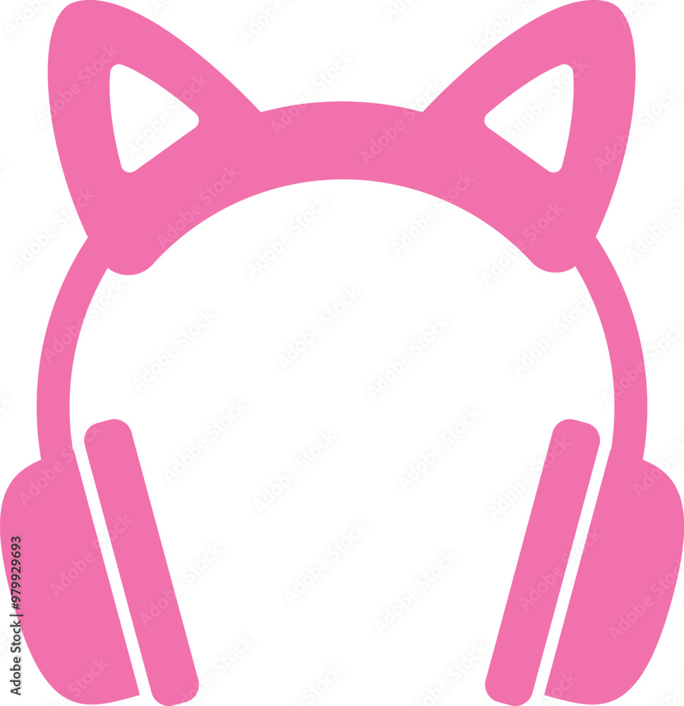 Cute Pink Headphone with Cat Ears icon.