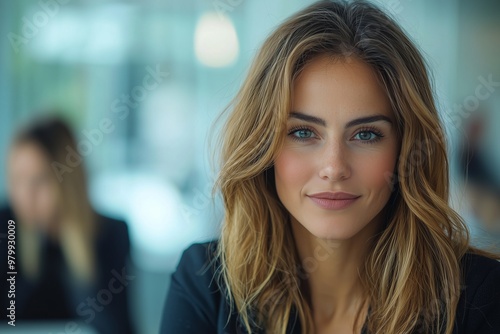 Wallpaper Mural Empowered Networking: A Professional Woman Engaging with Colleagues in the Office Torontodigital.ca