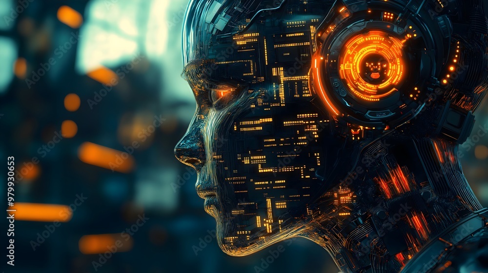 The futuristic essence of artificial intelligence with sleek, metallic robotics, intricate data flows, glowing circuitry, and dynamic networks The futuristic essence of artificial intelligence with sleek, metallic robotics, intricate data flows, glowing circuitry, and dynamic networks