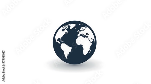 A professional business icon with a stylized globe, symbolizing global reach, centered on white.