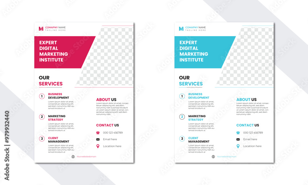 Fototapeta Minimalist Two-Page Digital Marketing Flyer - Sleek & Professional Design for Modern Brands