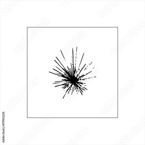 Illustration vector graphic of fire works icon, black and white 